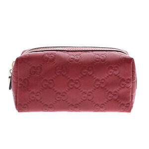 Gucci Guccissima Makeup Pouch Red Leather